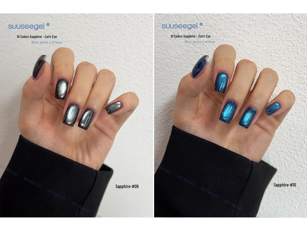 Sapphire Cat Eye Nail Polish Gel in Peacock Blue & Deep Sea Glass