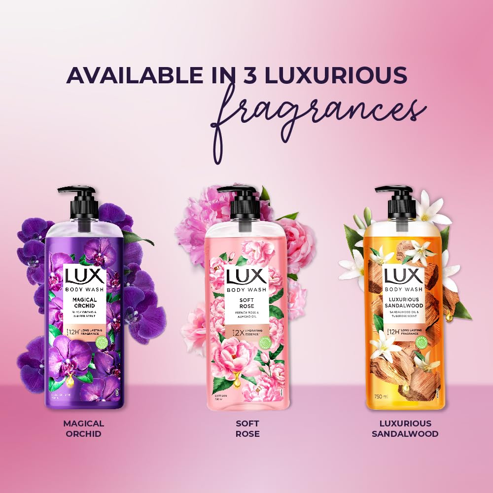 Lux Soft Rose Bodywash 750 Ml Gentle Paraben Free Foaming Shower Gel For All Skin Types With Long Lasting Floral Fragrance