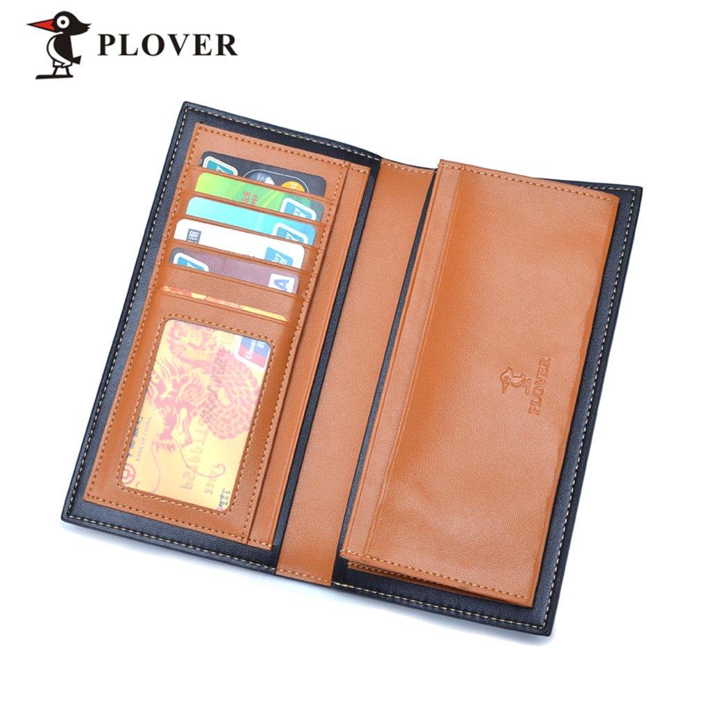 

Повседневный мужской длинный кошелек PLOVER GD5909-8NA из коровьей кожи, однотонный модный роскошный брендовый кошелек для монет и кредитных карт для мужчин, черный