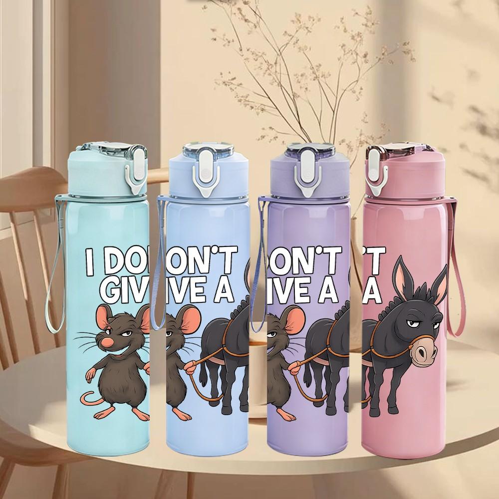 1PC Mouse Donkey Funny Cartoon 750ml Color Plastic Sports Water Bottle Leakproof Flip Straw Lid Suitable for Sports Office Home Use