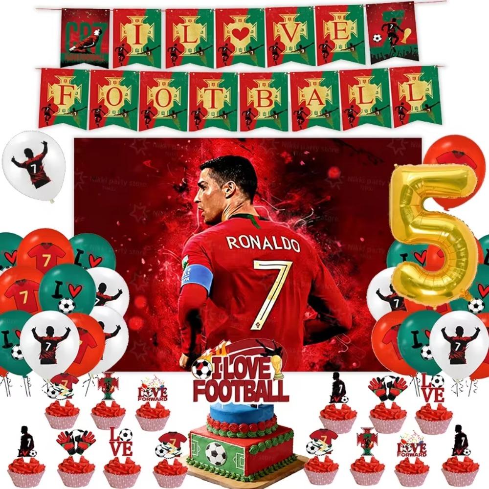 New CR7 Birthday Decoration Soccer Superstar Party Supplies Football Party Favors Tablecloth Plate Paper Cup Backdrop