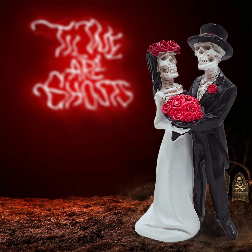 Skeleton Figurine Resin Clearance Halloween Decoration, Gothic Lovers Romantic Bride & Groom Figurine Wedding Statue, Anniversar