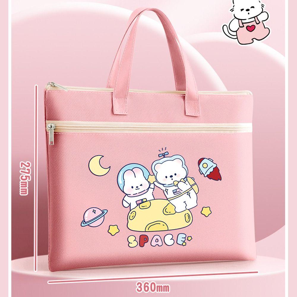 Doppellagige Tragetasche für die Schule, Canvas-Aktentasche, süße A4-Aktentasche, Lernbedarf