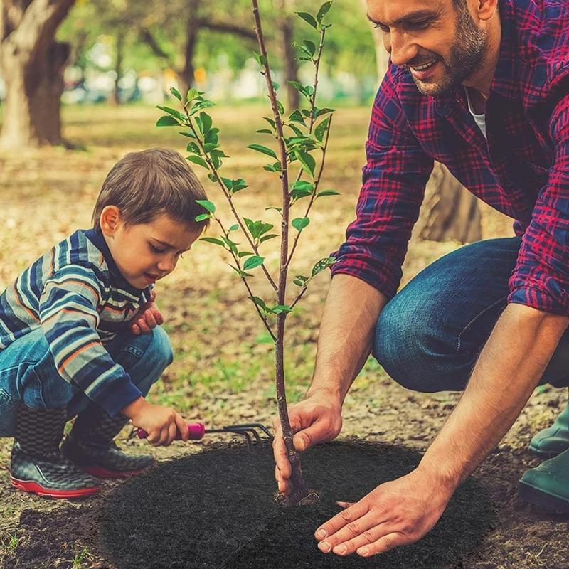 10 KUSŮ 15-52 cm Netkaný Kruh pro Mulčování Stromů Biologicky Odbouratelná Ochranná Podložka pro Strom Opakovaně Použitelná Bariéra proti Plevelu pro Stromy pro Kontrolu Plevele Ochrana Kořenů