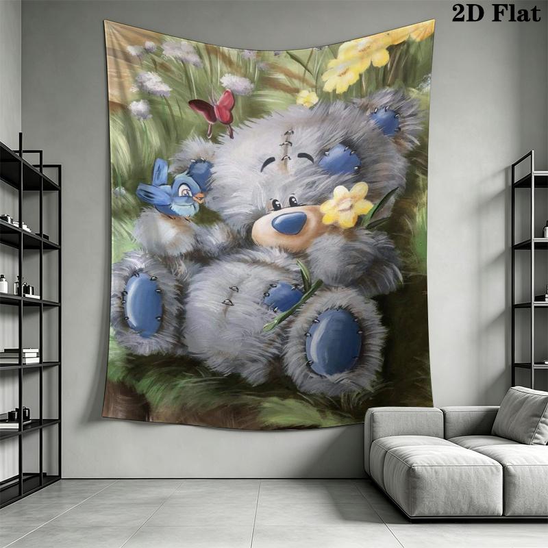 Tatty Teddy Wall Tapestry Aesthetic Wall Hanging Printed Fabric Blanket Decorative Tapestries for Bedroom Living Room Home Decor