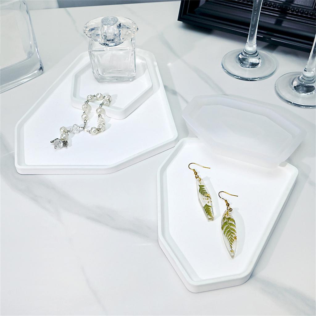 Creative Geometric Silicone Tray Mold Epoxy Jewelry Storage Plate Mould Stylish Coaster Mold for Crafting Enthusiasts