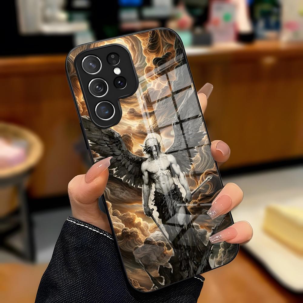 Archangel Michael Cross Phone Case For Samsung S26 S25 Plus S20 S20 Plus S22 Ultra S23 FE S21 Plus S21 Ultra Glass Cover