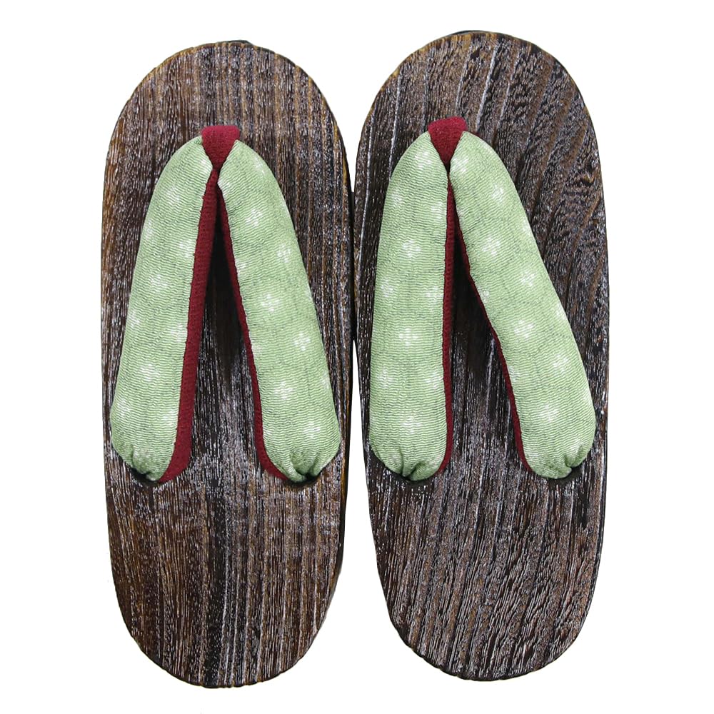 Geta in Dull Burnt Paulownia Wood for Girls [KYOETSU] (Japanese Clogs) (3 Khaki, measurement_18_point_0_centimeters)