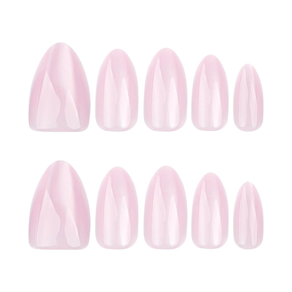 Flashing Pure Color Cat Eye Short Almond Press-On Nails – Popular Removable Nail Tips