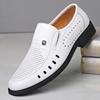 Men's Breathable Genuine Leather Hollow Sandals - Soft Sole, Non-Slip, Perfect for Summer and Business Wear