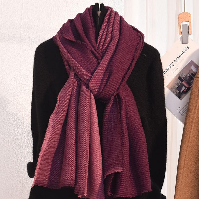 

Autumn and winter new imitation cashmere scarf women s color matching wrinkled versatile short beard shawl student couple scarf 68-190cm фиолетовый