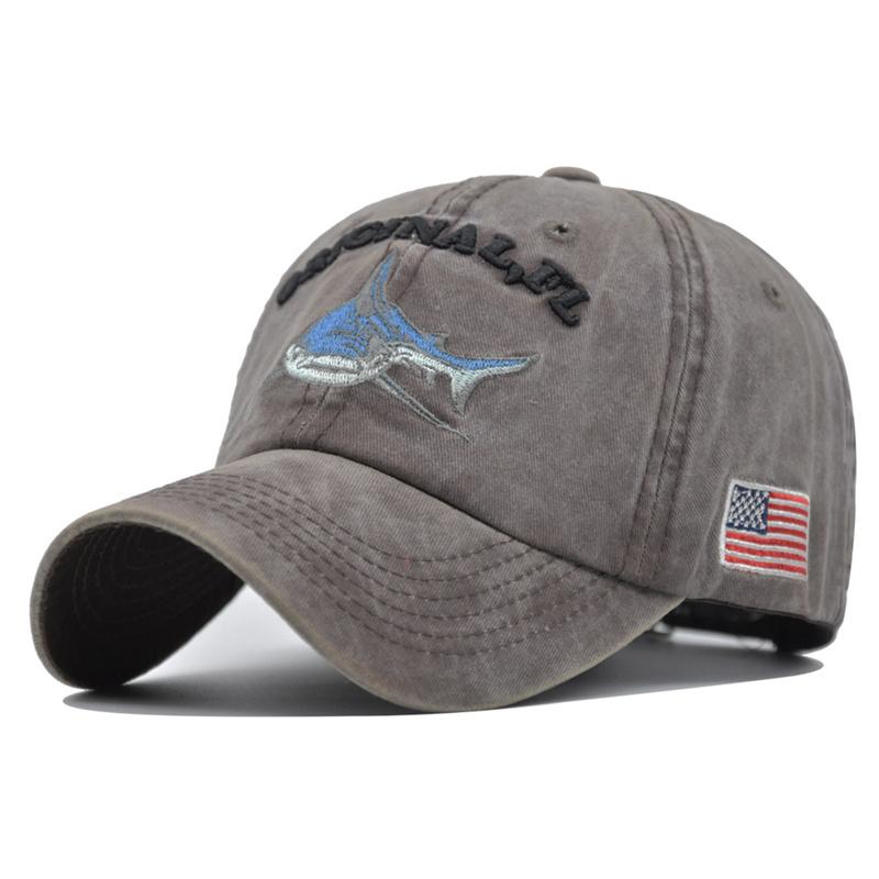 Fashion New High Quality Wash Cotton America FlagShark Men's Baseball Cap Women Snapback HatsFor Men Bone Hip Hop Dad Hat Gorras