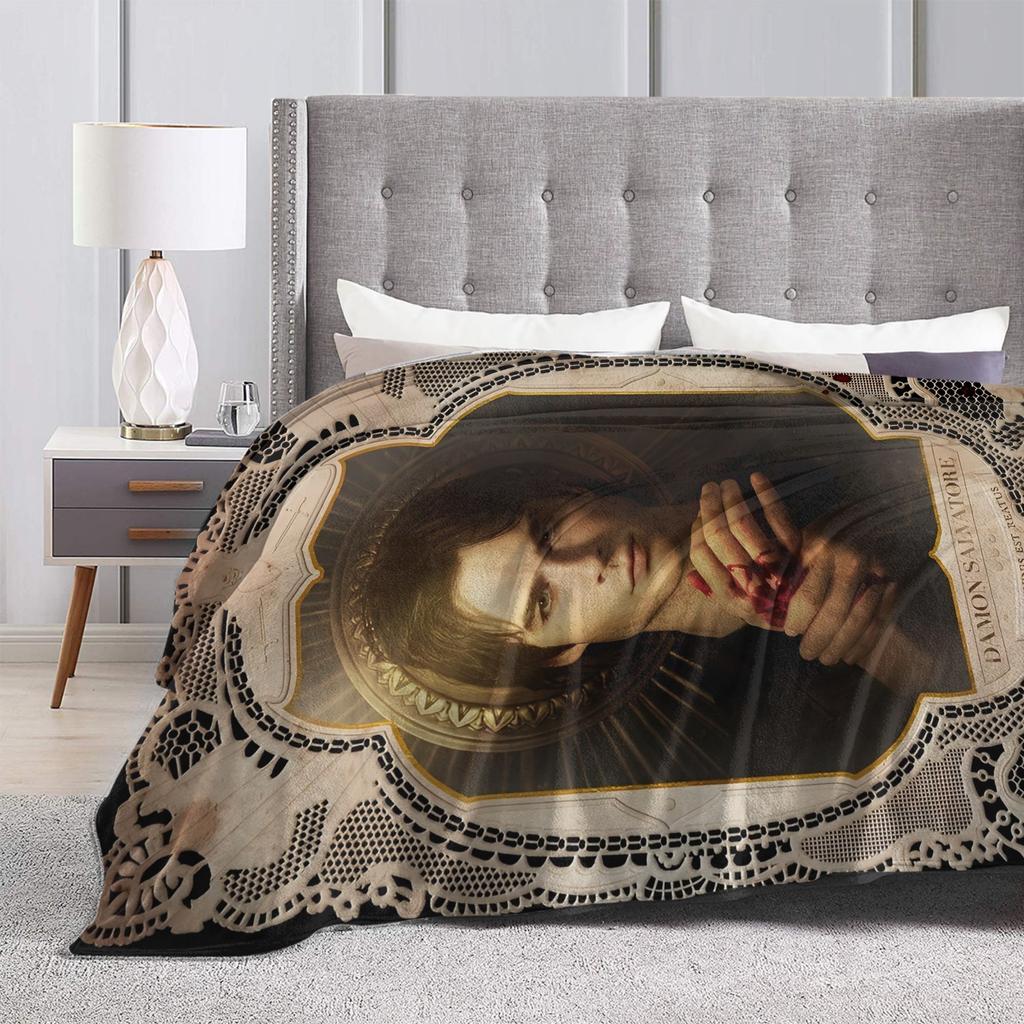 The Vampire Diaries Damon Salvatore Decke Reise Flanell Überwurfdecke Für Wohnkultur Warmes Design Bettüberwurf Geburtstagsgeschenk