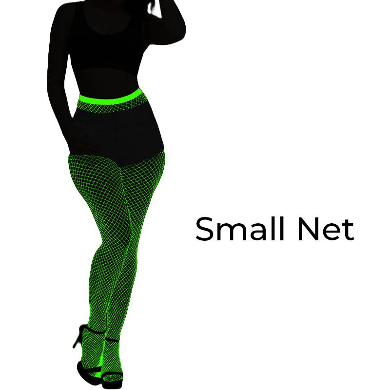 Dames Lichte Visnet Kousen Hoge Taille Glow-in-the-Dark Leggings Panty's Voor Feest Halloween Kostuum Accessoires Max 172cm 75kg black