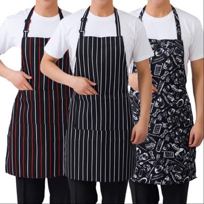 Kitchen Cooking Apron Chef Halterneck Apron With 2 Pocket Catering Sleeveless Aprons Men Woman BBQ Waiter Printing Apron