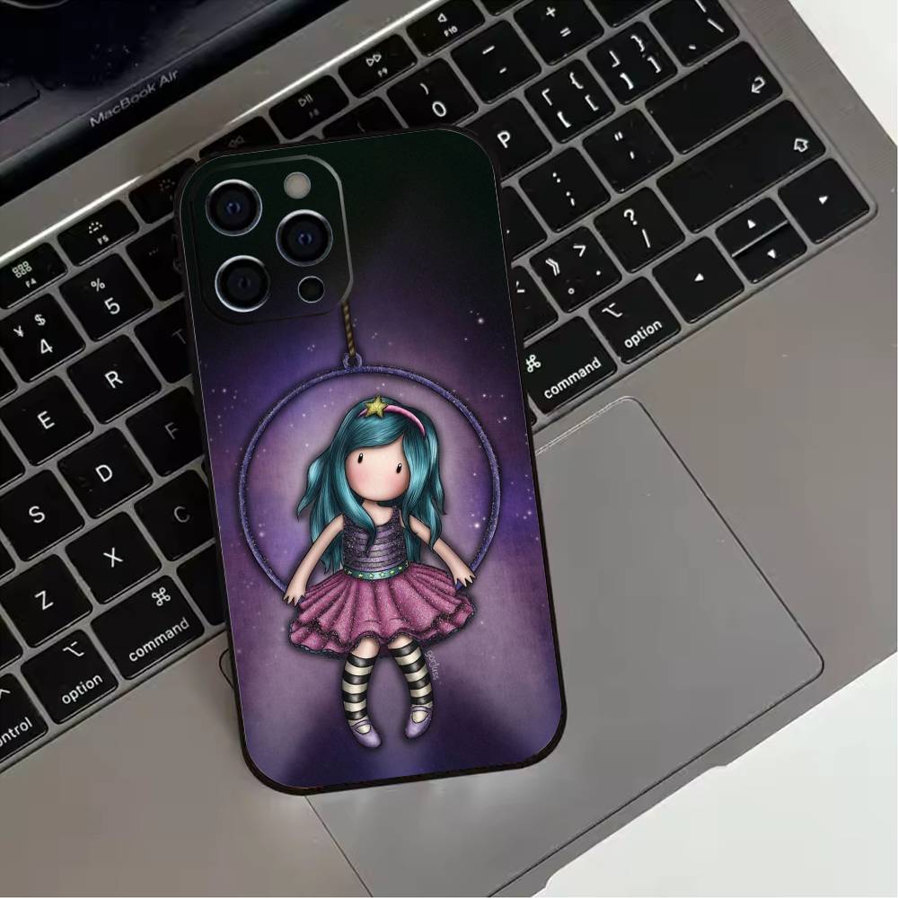 

Lovely Santoro G-Gorjuss Series Phone Case For iPhone 17,16,15,14,13,12,11 Plus,Pro Max,XS,Soft Silicone Black Cover iPhone12PROMAX