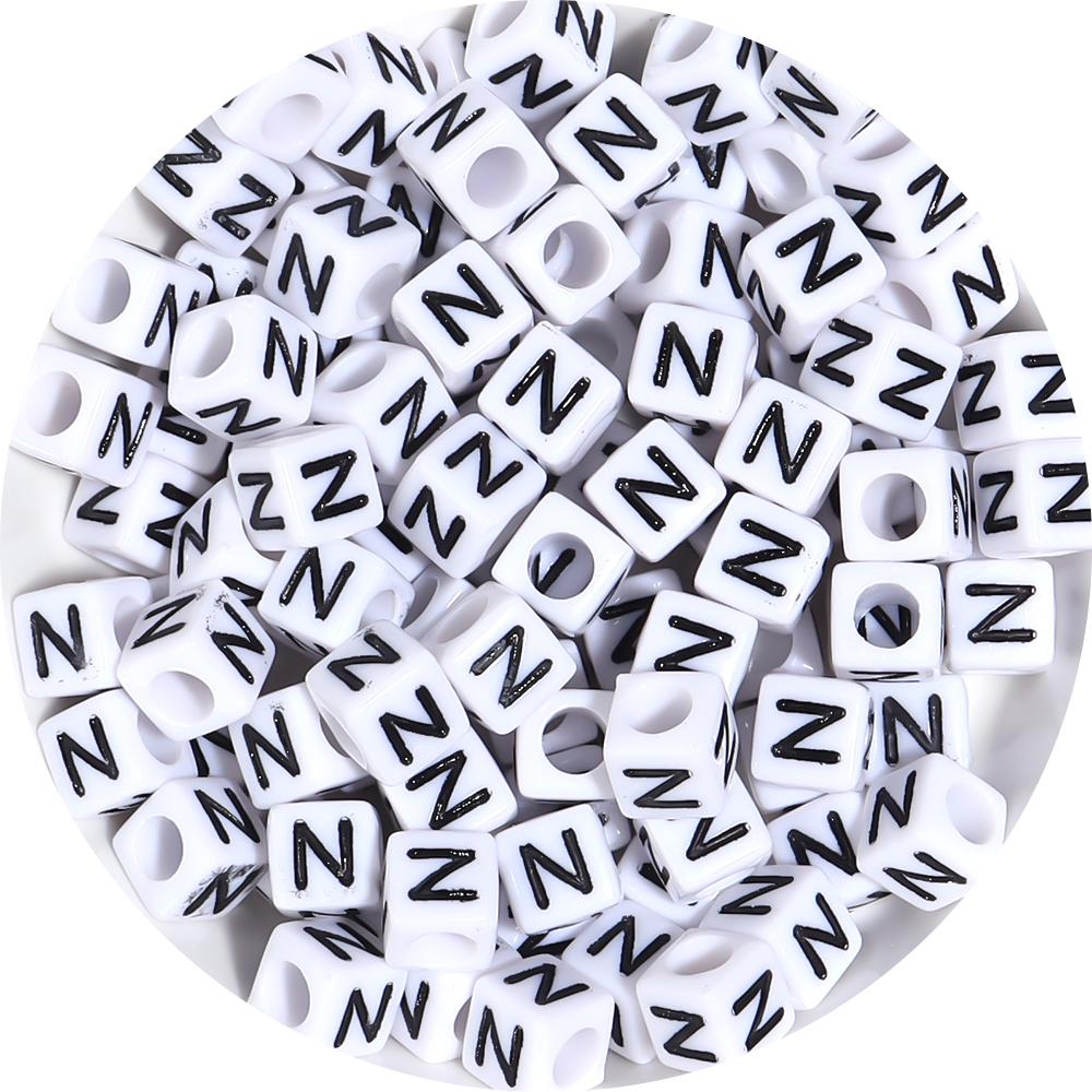 50-100pcs White And Black Color Letter Beads Alphabet Loose Beads Square Beads For Jewelry Making DIY Earring Bracelet Charm
