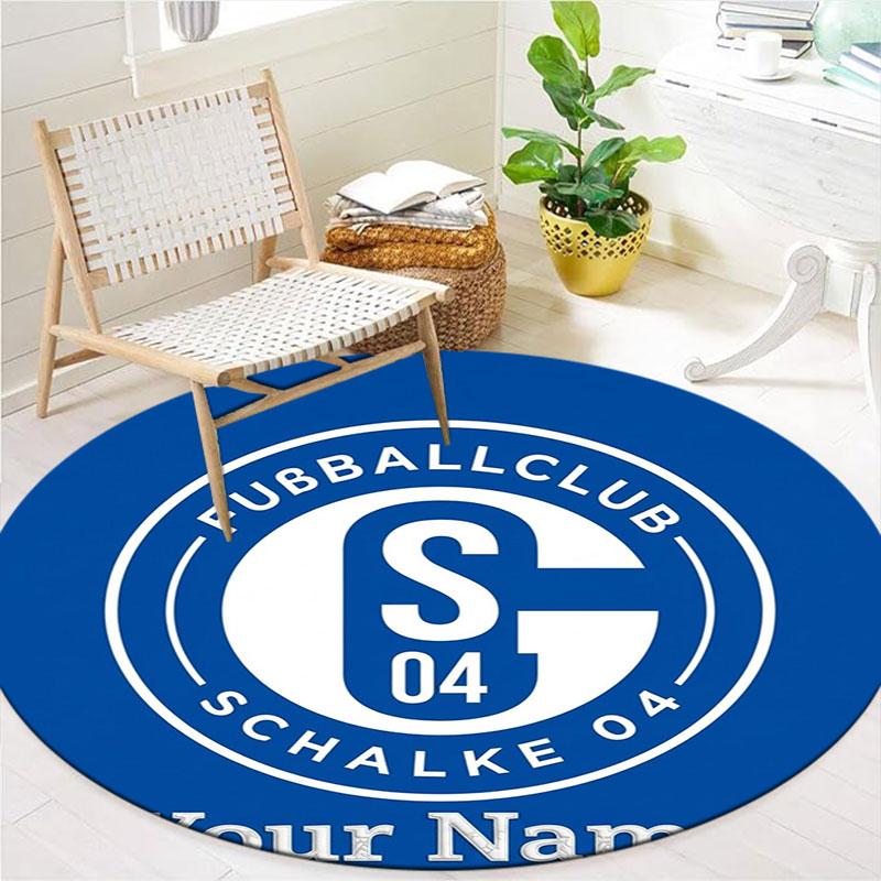FC Schalke 04 Custom Name Round Area Rug,Carpet Rug for Living Room Bedroom Sofa Playroom Decor,Non-slip Floor Mat