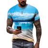 Sommersollys Havbølge Sand Casual Stil grafiske t-skjorter Mote Nye Menn Fritid Trykket Rund Hals Kortermet T-skjorter Topper