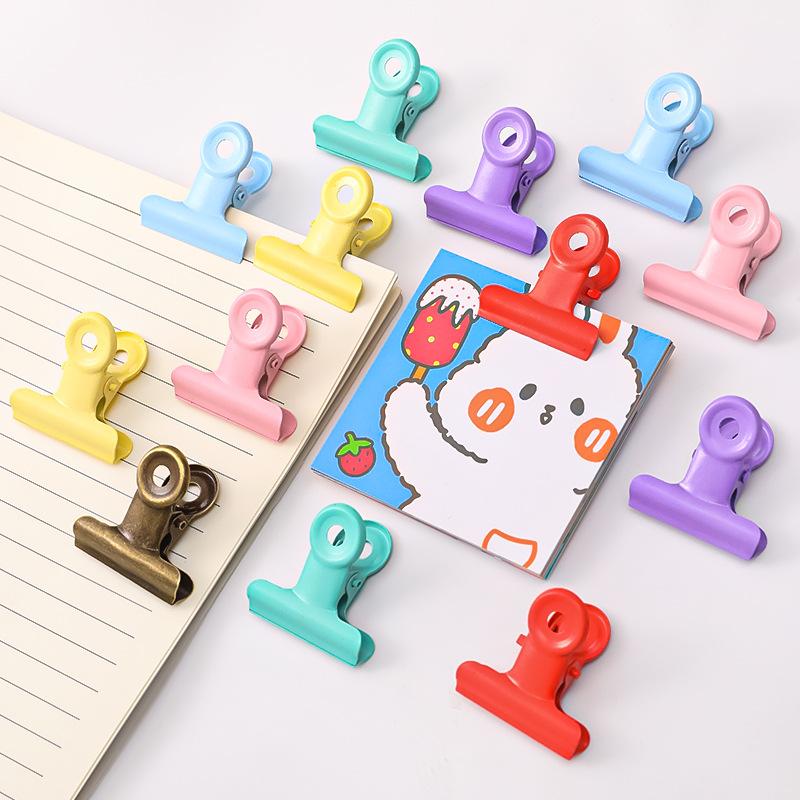 2 Pc Metal Binder Clips Multicolor  Folder Notes Po Letter Paper Clip Clamp School Office Stationery For Kids Student Prize