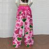 Women's Casual Christmas Print Elastic Waist Loose Fit With Plush Wide Leg Pants