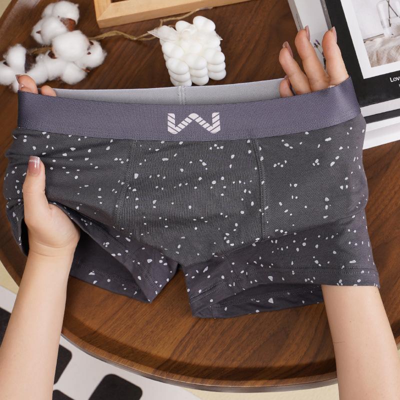 

Мужское нижнее белье Мужские боксеры Хлопок Принт «Звездное небо» Антибактериальная ластовица Дышащее Нижнее белье средней посадки 3XL темно-серого