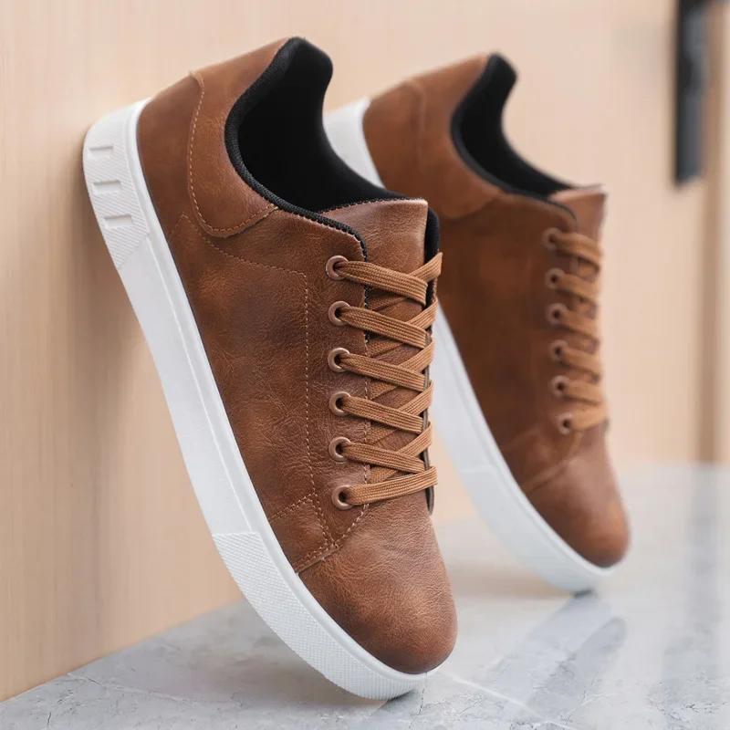 Men Casual Shoes Men Leather Shoes Man Luxury Sneaker Non-slip Soft Soled Breathable Loafers Slip On Driving Shoes Big Size 4748