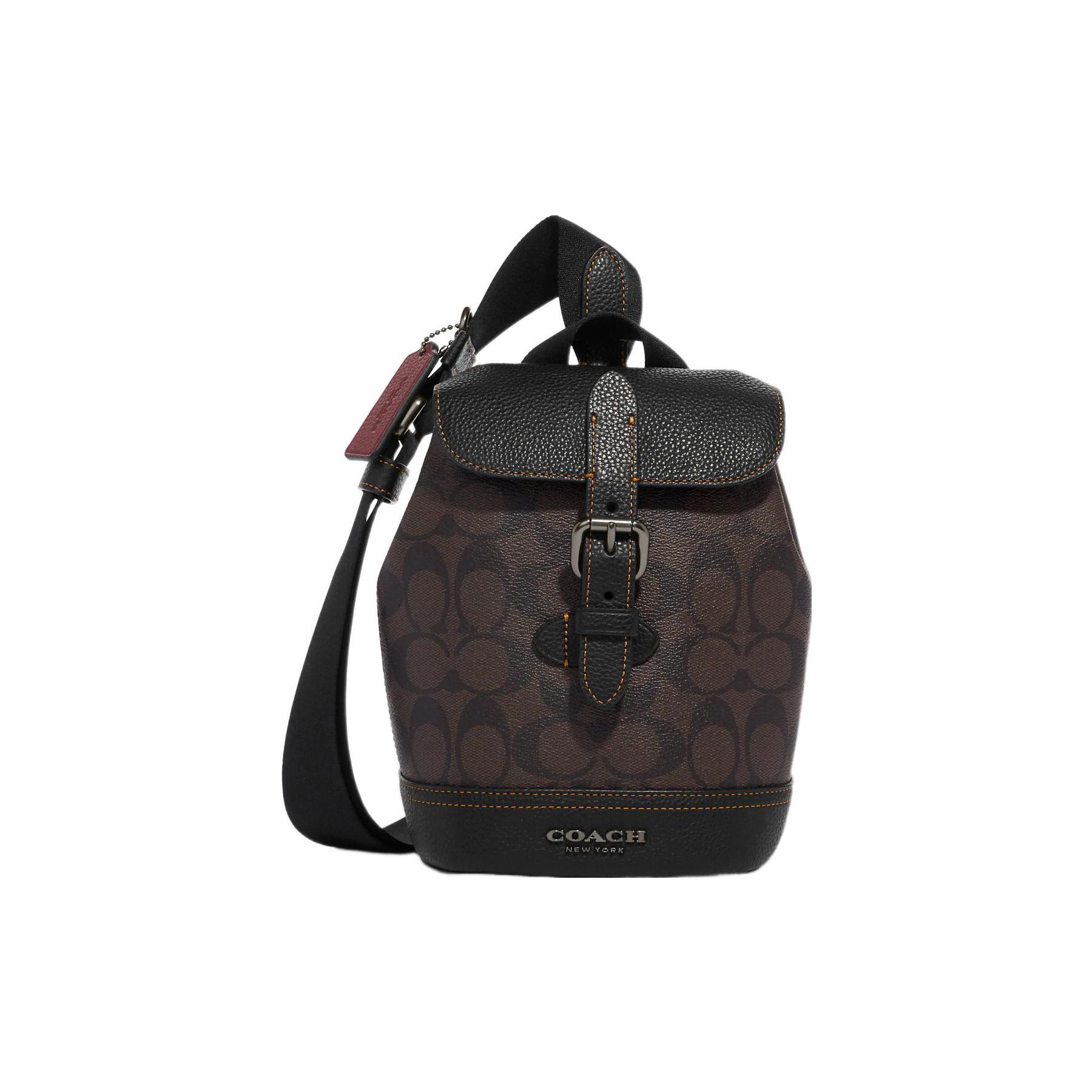 

Coach Hudson 15 Snap Closure Multi-Functional Pocket Signature Coated Canvas And Natural Pebble Leather Mini Handbag Men Handbag CB928-QBAE4 Basic Set (Bag+Dust Bag)