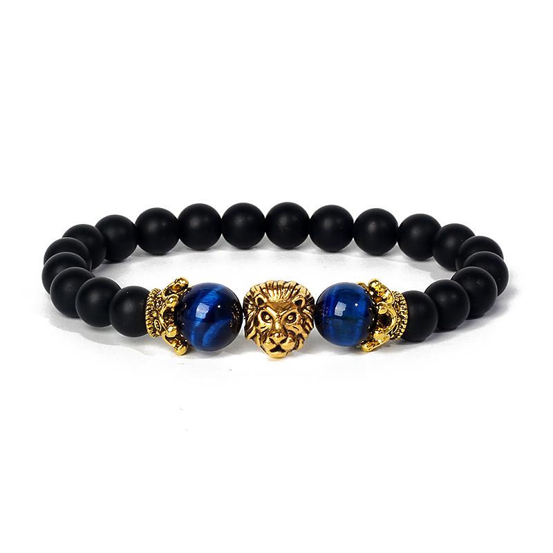 Lion Leopard Charm Bracelets Men Nature Tiger Eye Lava Stone Oil Heal Anxiety Aromatherapy Bracelets for Women Diffuser Jewelry