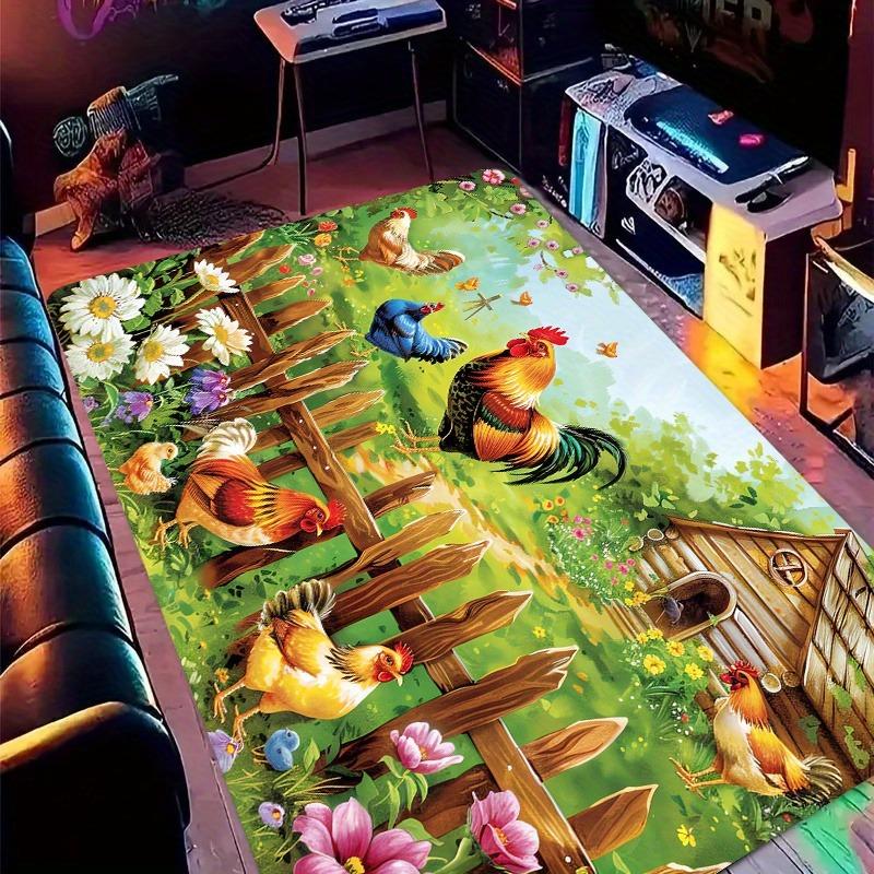 1PC Chicken Pattern Kitchen Rugs Non-Slip Home Door Mats Pop Design Bathroom Rugs Bath Mat Carpet for Home Sink Laundry Decor
