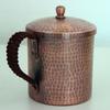 Vintage Red Copper Coffee Cup,Handcrafted Engraving Hammer Texture With lid 500 ml Beer Mug,Woven Handle Tea Cup Tableware