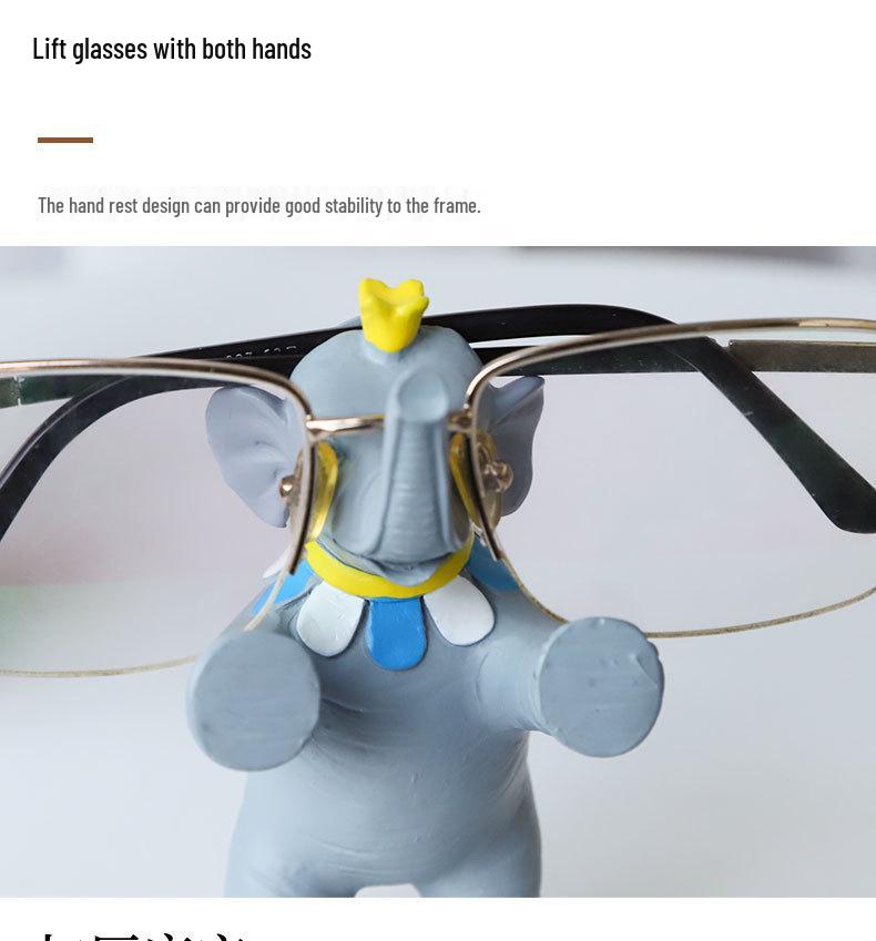Elephant Eyeglass Holder Resin Stand - Children's Desktop Ornament & Gift