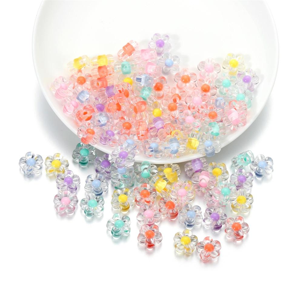 20Pcs/Pack Acrylic Spaced Beads Candy Heart Flower Shape Beads Decoration For DIY Necklace Earrings Jewelry Making Supplies