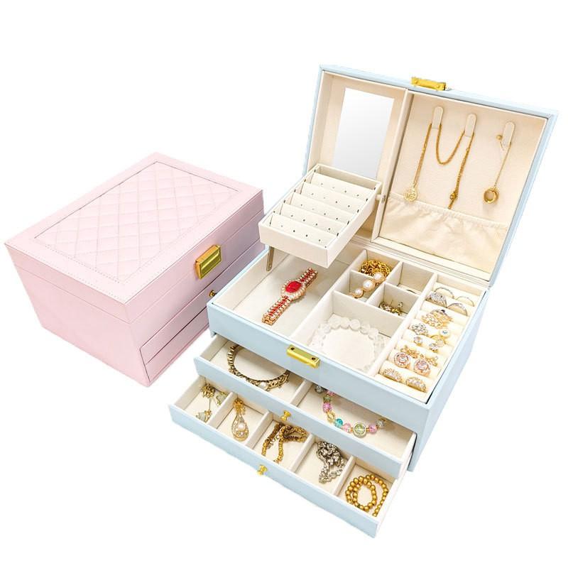 Large Capacity Jewelry Box Multi-layer Necklace Ring Organizer Portable Travel Storage Case Women