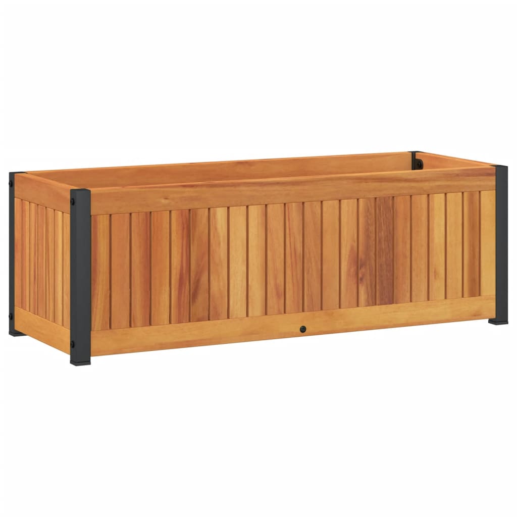 Plant Pot 80x30x27.5 cm Solid Acacia Wood and Steel