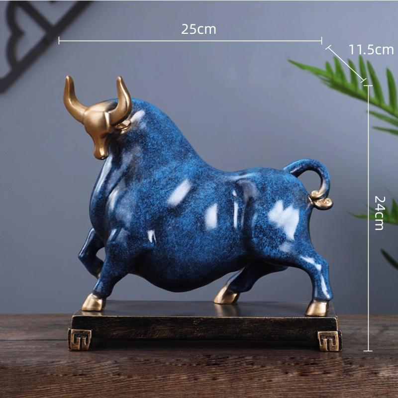 Resin Handicrafts Simulation Animal Sculpture Cattle Bull Golden Ox Decorative Figurines Home Decoration Accessories