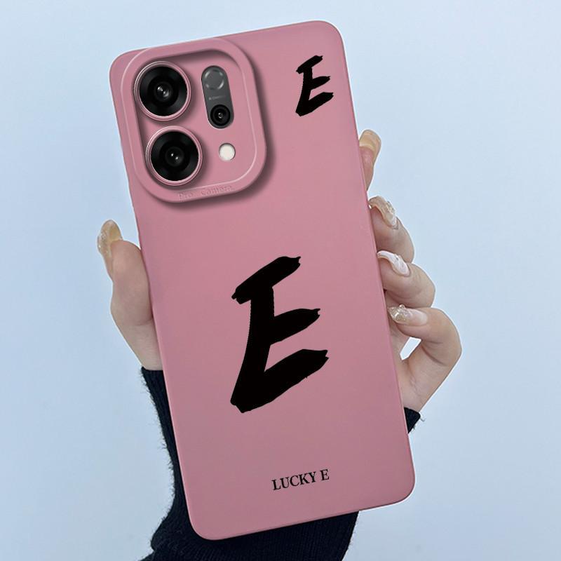 For OPPO Reno14 Pro 5G Cover Case Lucky Initial Letter Couple Silicone Soft Matte Phone Bumper for Oppo Reno 14 Pro 5G Casing