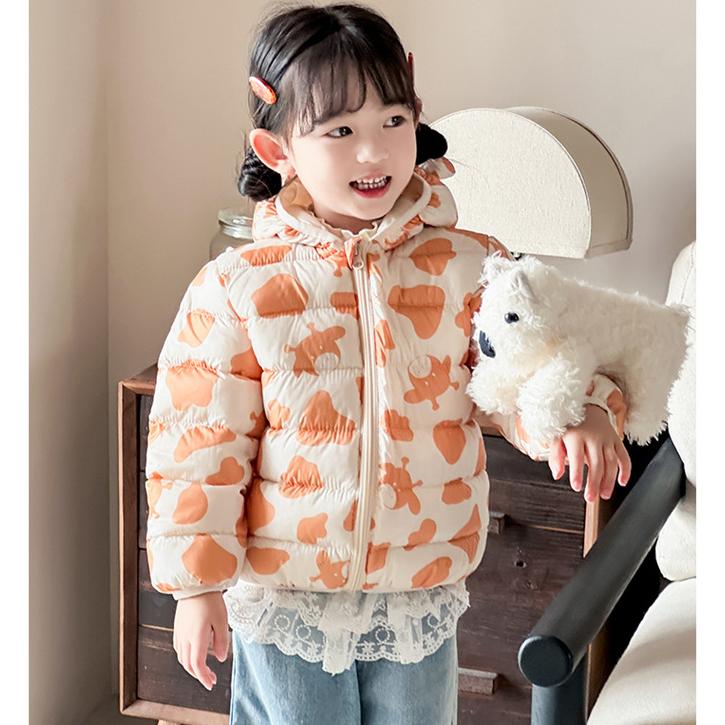 Foreign Style Winter Baby Girl Thickened Short Cotton-padded Jacket Girls' Warm Cotton-padded Clothes Children's Autumn Pink Tie Dye Printing Coats