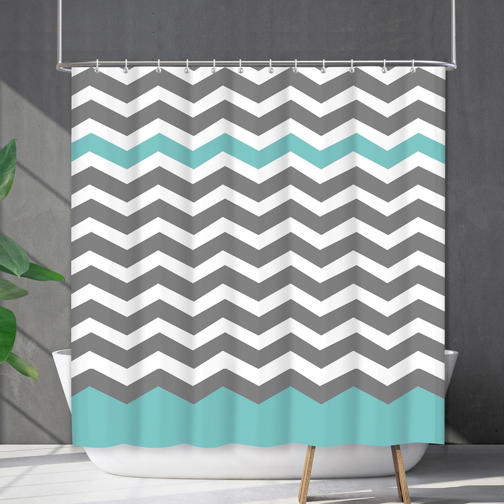 Shower Curtain Waterproof And Mildew-Proof Line Lattice Bathroom Striped Bathroom Curtain Shower Curtain Partition Curtain Free Of Punching