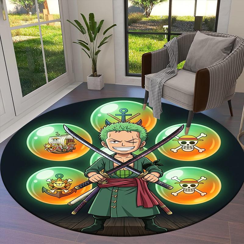 One Piece Poster Round Area Rug Carpet Rug For Living Room Bedroom Sofa Playroom Decor Nonslip Floor Mat