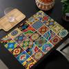 Mandala Pattern Boho Style Linen Dining Table Mats Alphabet Kitchen Placemat 30X40cm Coasters Pads Bowl Cup Mat