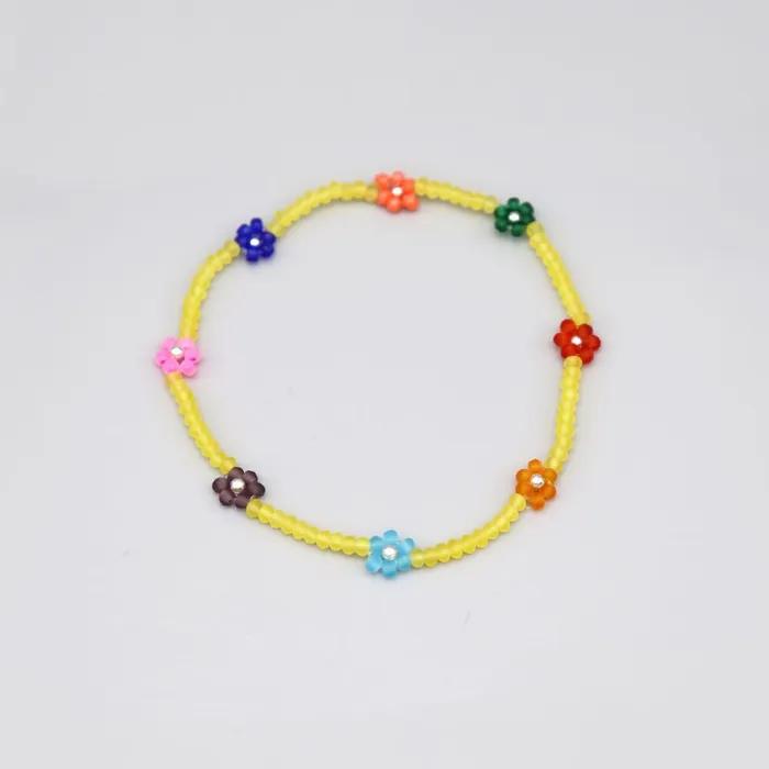 Flower Crush Multi-Color Beads Bracelet Smile Charm Multi-Color Flower Bead Bracelet