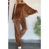 European & American Women's Gold Velvet Batwing Sleeve Top and Wide-Leg Pants Set for Autumn/Winter 2025
