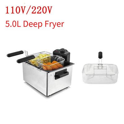 5L Velkokapacitní nerezová fritéza Kuchyňská fritéza s regulací teploty Domácí elektrická fritéza na hranolky
