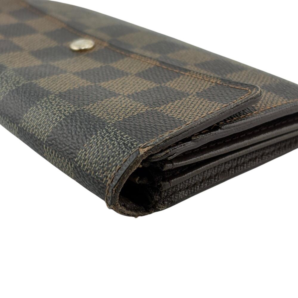 LOUIS VUITTON N61734 Coin case Damier Ebene leather Portefeiulle Sarah Purse Brown leather unisex Used