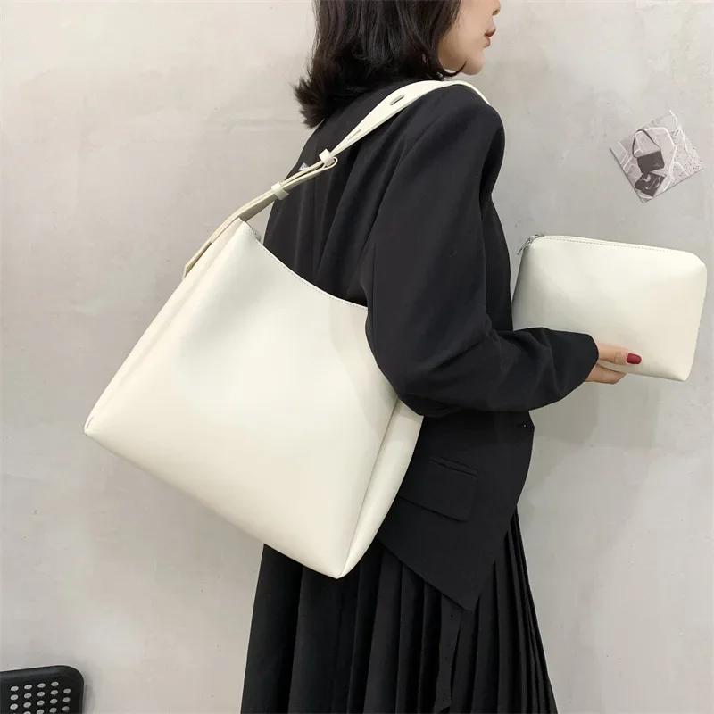 Fashion Leather Tote Bag for Women  Trends Female Simple Large High Capacity Shoulder Side Bag Handbags and Purses Women Bag