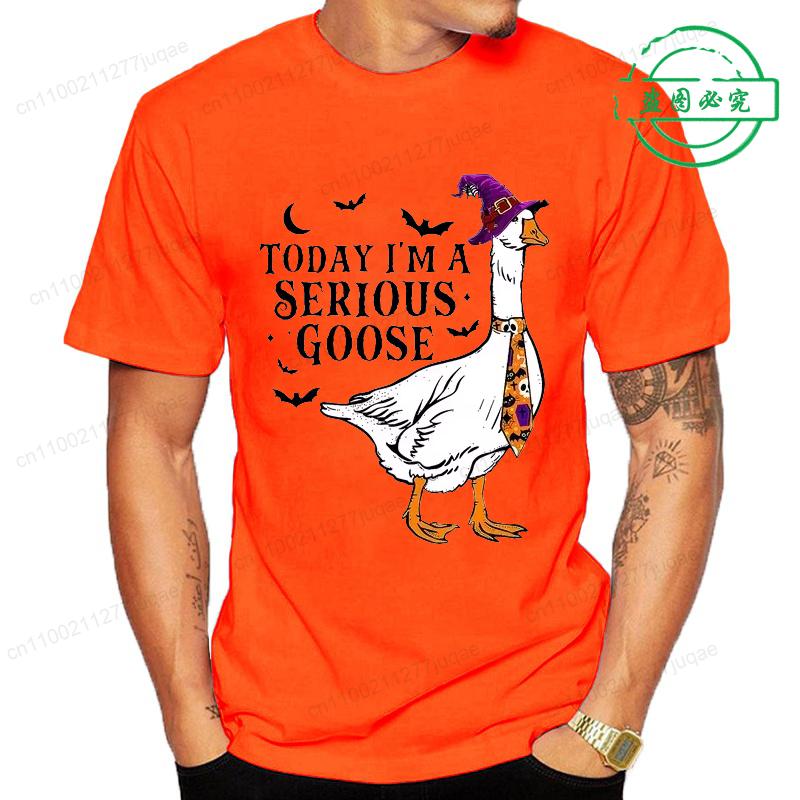 Horror T Shirt for Men Women Today I'm A Serious Goose Sarcastic Adult Humor T-Shirts Funny Goose Halloween T-shirt Casual Tees