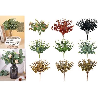 Artificial Plastic Plant Leaves Green Eucalyptuses Branch for Garden Vase Home Christmas Wedding Decoration Fake Flowers