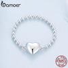BAMOER 925 Sterling Silber Herz Ring Perlenkette Ring Original Design Feiner Schmuck Geschenk für Frauen Party