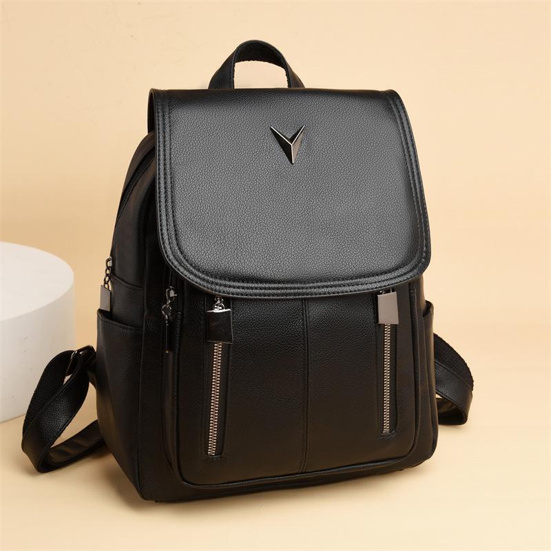 Soft Leather Large-capacity Women's Backpack, Simple and Versatile Backpack
